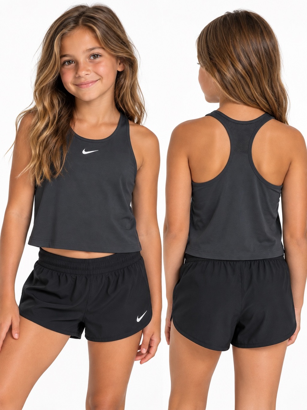 Kids Nike Black Racerback Athletic Crop Tank